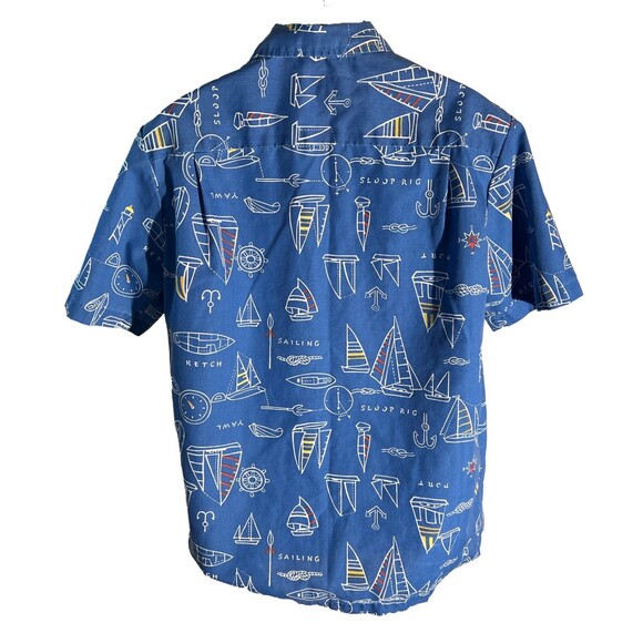 KONA COAST Men's Short Sleeve Button Down Sailing Hawaiian Shirt Blue Large - Picture 4 of 6